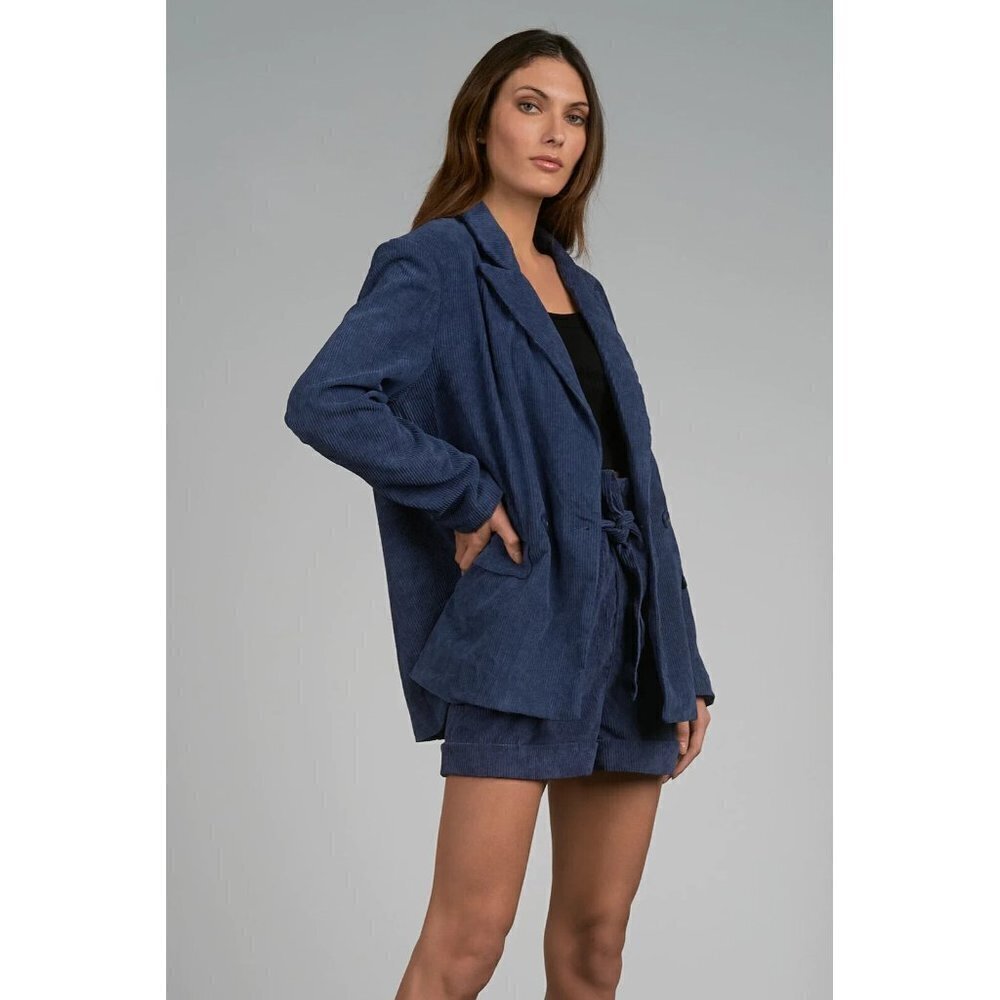 Elan BNWT women "conway" corduroy jacket blazer sz small blue oversize